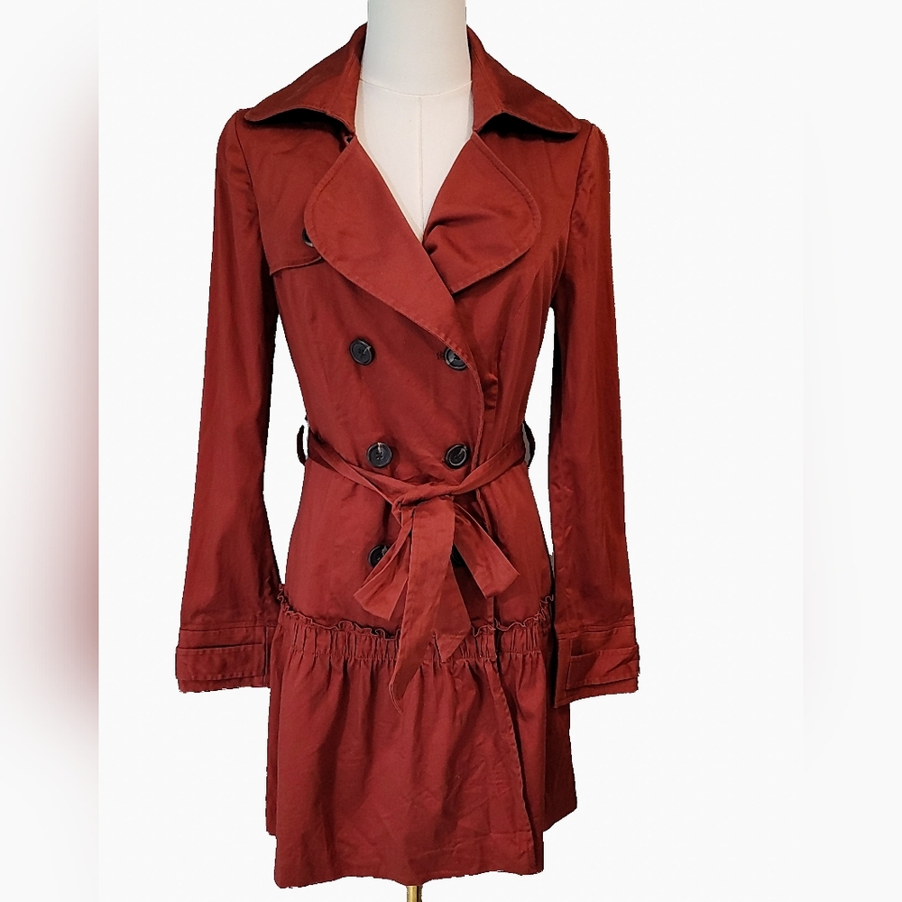Elle Women's Chic Burgundy Trench‎ Coat
